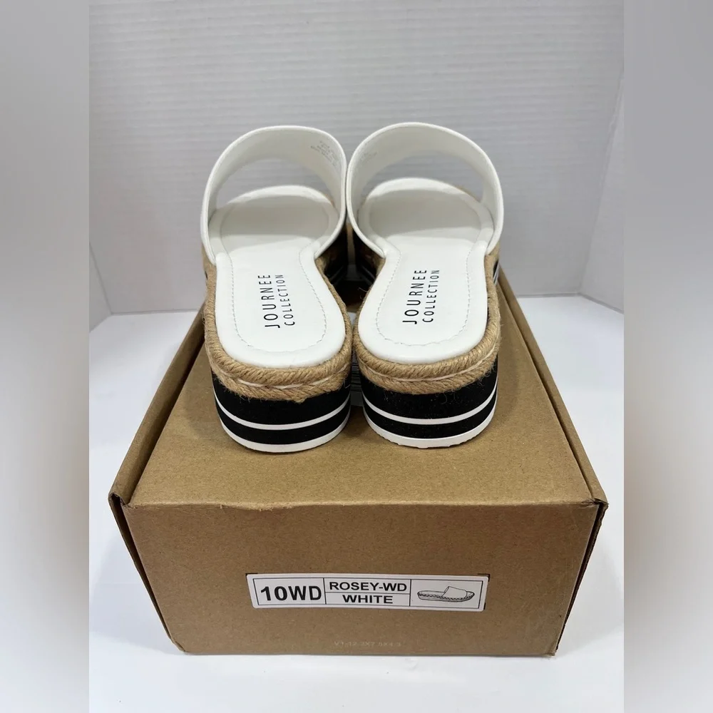 Journee Collection Womens Rosey Slide Sandals. Size 10WD. Color: White‎